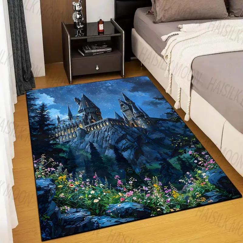 Castle Magic School Print Rug Carpet for Living Room Children's Bedroom Mat Sofa Doormat Floor Rug Home Decor Anti Slip Mat