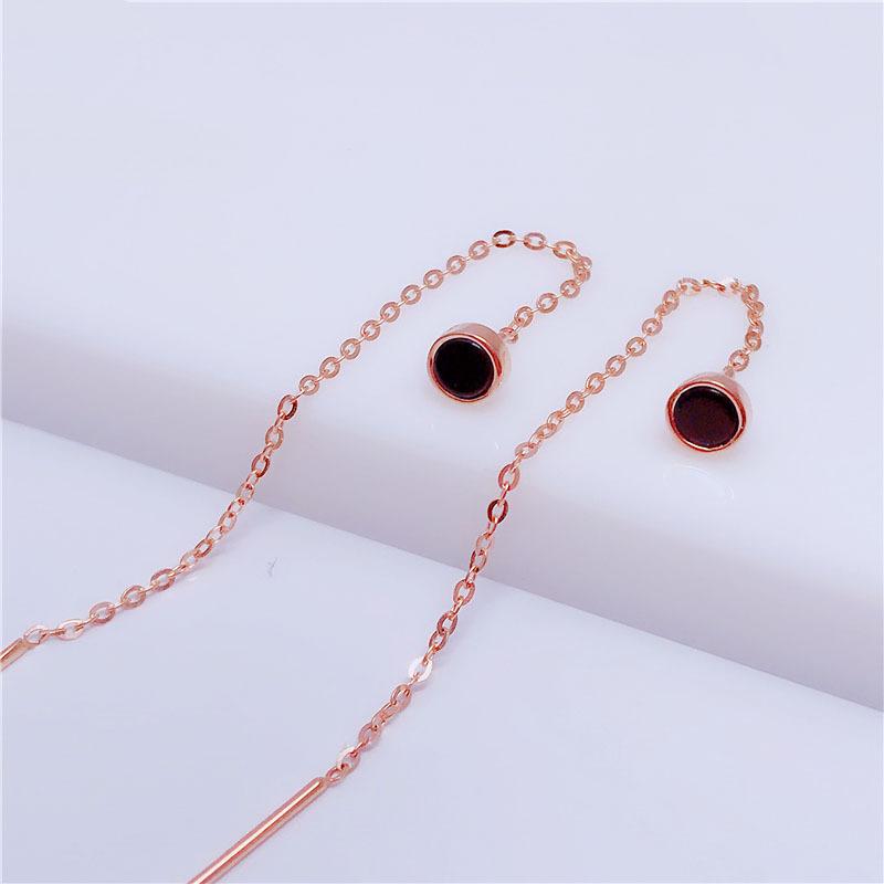 Pure Purple Gold Simple Black Stone Earrings Sweet Colored Gold Women S Rose Gold Plated Retro Earrings