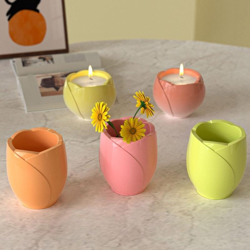 Silicone Tulips Mould For Resin Crafting And Plasters Storage Cups Flexible Designs Easy Demolding Jewelry Holder Gift