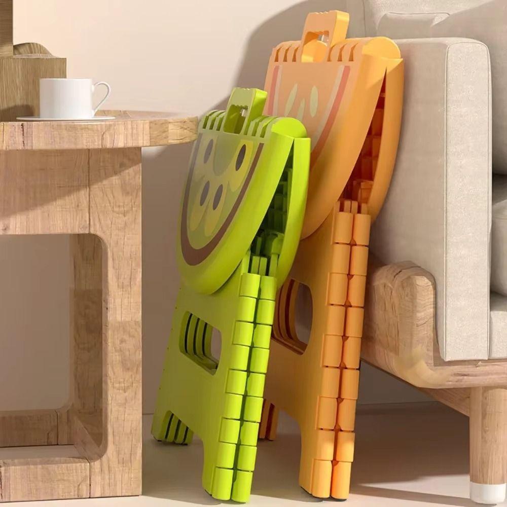 Non-Slip Folding Stool Sturdy Kids Step Stool Cartoon Low Chair Kitchen