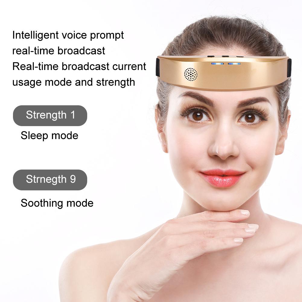 Multi Functional Head Massager Voice Prompt Low Frequency Pulse Insomnia Improvement Machine(Voice Heating Red )