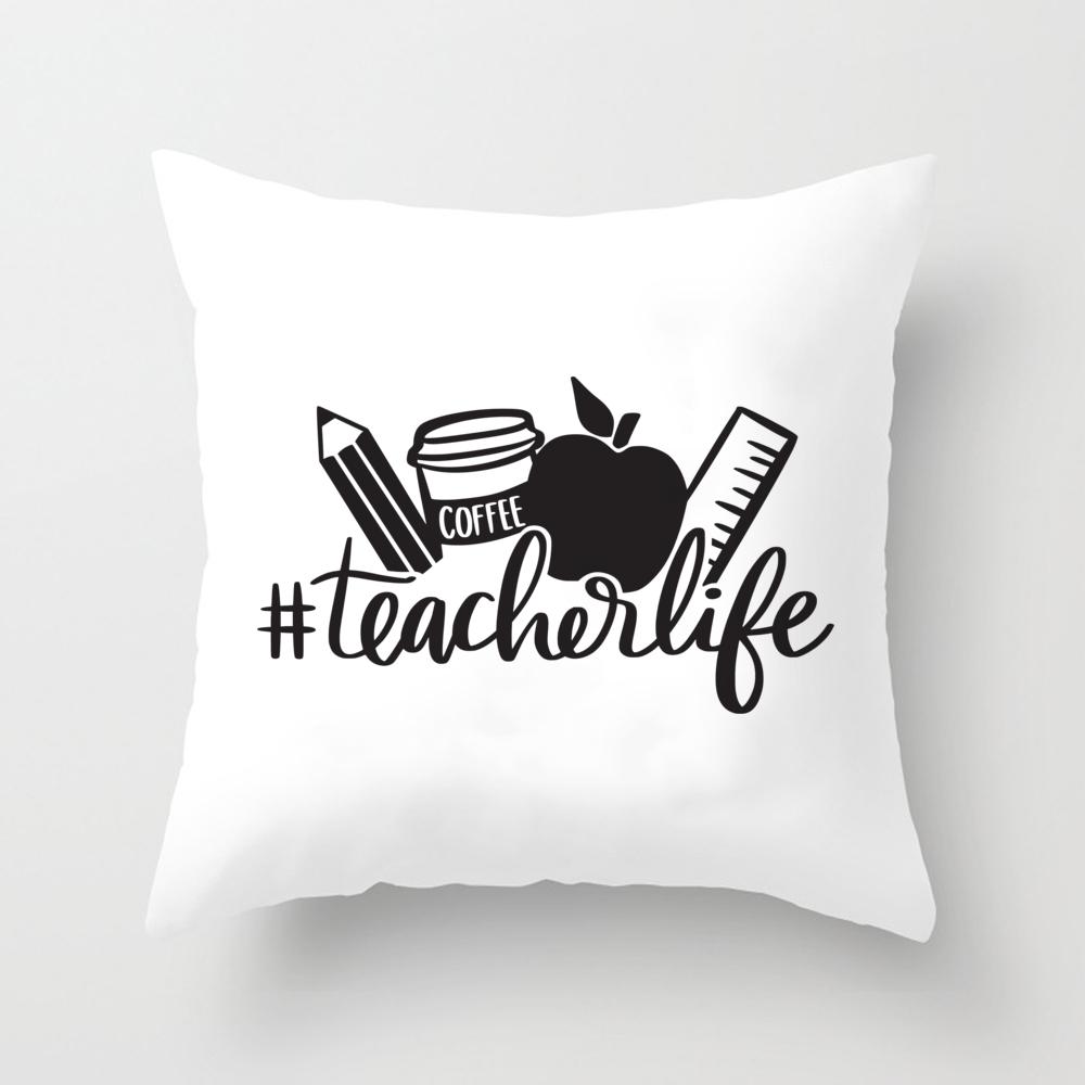 Teacher Life&Teacher Love Inspire Square Pillow Case Teacher's Day Gift Pillow Case Cushion Cover Bedroom Party Decoration