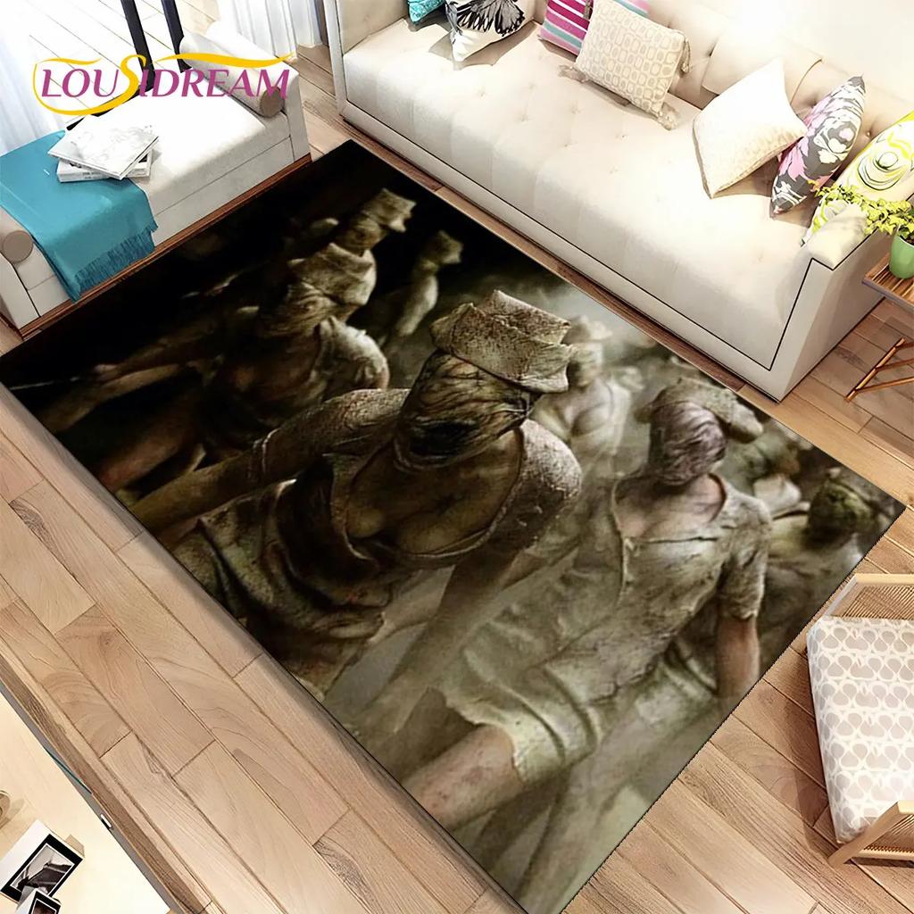 Teppich mit Horrorfilmspielen von Silent Hill, Teppich für Wohnzimmer, Schlafzimmer, Sofa, Fußmatte, Dekoration, rutschfeste Bodenmatte für Kinder