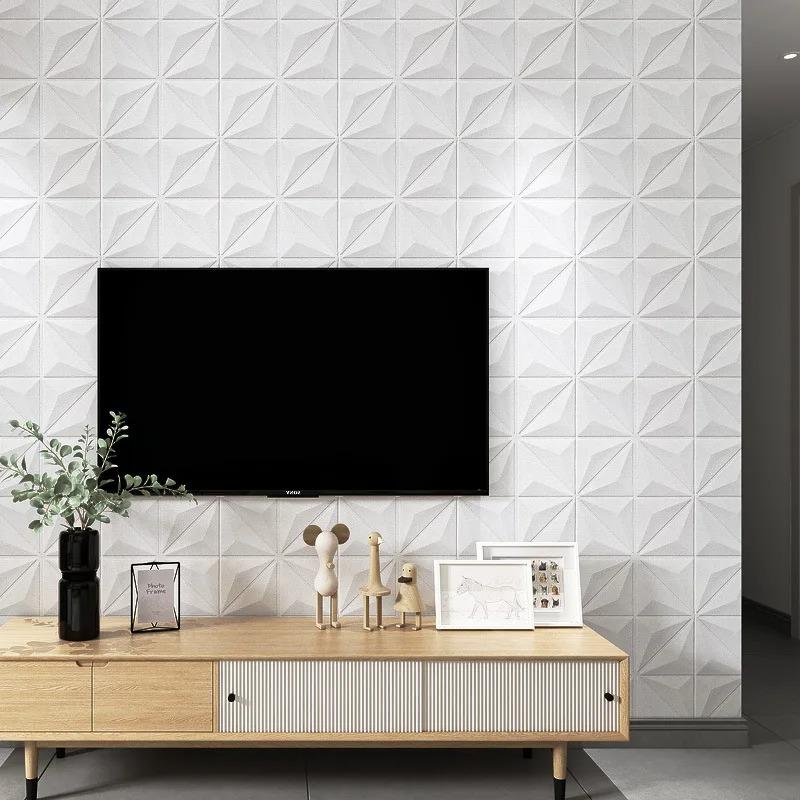 35*35cm 3d Self-adhesive Wall Stickers Ceiling Background Foam Waterproof Anti-collision Wallpaper Room Decor Warm Decoration