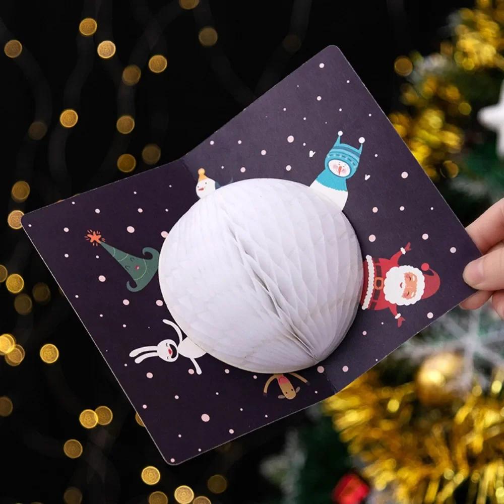 3D Pop-Up Weihnachtskarten mit Verschluss-Aufklebern, Waben-Weihnachtskarten, Niedliche Frohe Weihnachten Karte Feiertagsgruß Geschenk