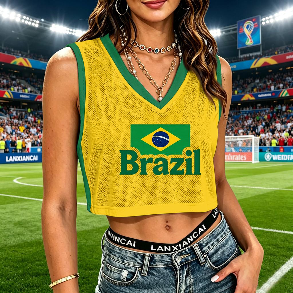 Women Sleeveless V Neck Casual Mesh Tank Top Crop Shirt Lightweight Breathable Summer Beachwear