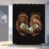 1Pc Shower Curtain With Dollar Bills And Cross Pendant In Hand, With 12 Plastic Hooks, Polyester Fabric, Machine Washable, Bathr