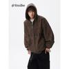 Trendy Embroidered Hooded Jacket Cotton Coat for Men Winter High Street Versatile Couple Cotton Clothing Loose Thickened Warm Leather Jacket