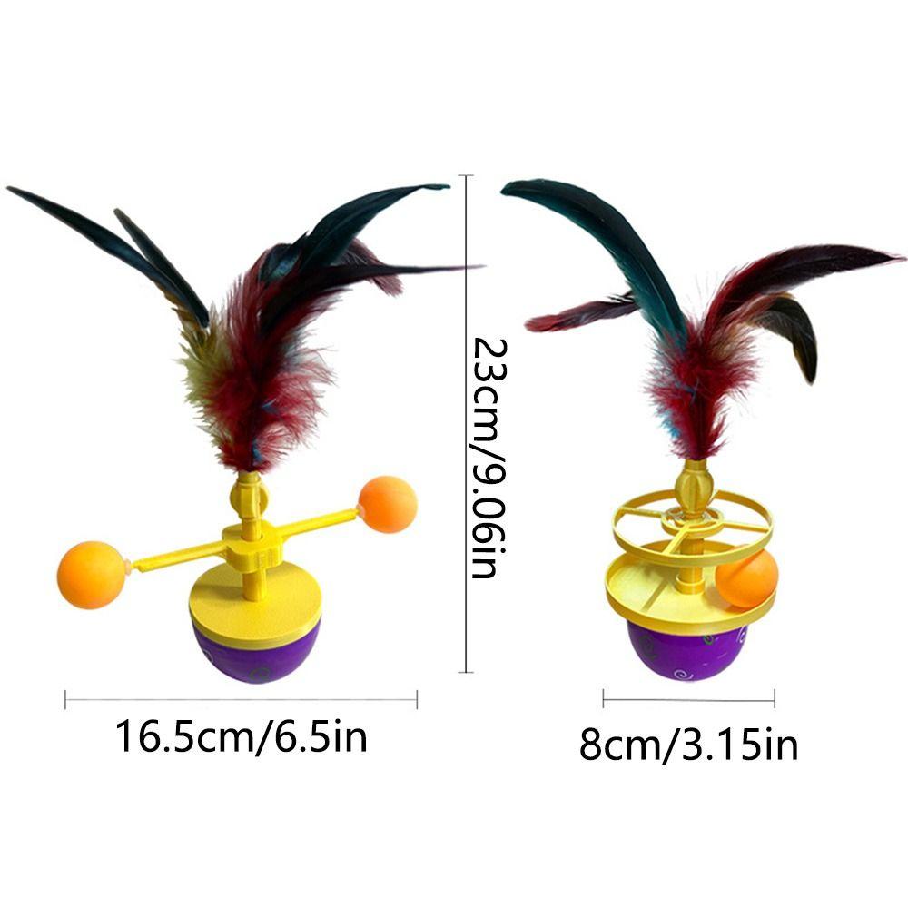 Colorful Feather Pet Feather Sliding Toy Rotating Pet Fun Roller Fun Interactive Cat Toys  Kitten