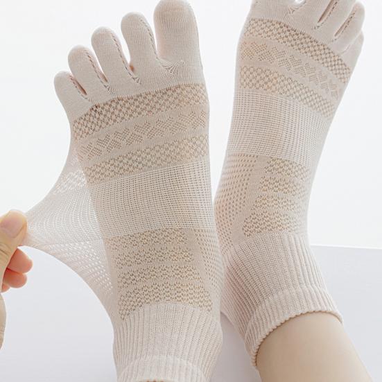 1 Paire Chaussettes Cinq Doigts Femme Ultra-fines Respirantes Absorbantes de Sueur Tube Moyen