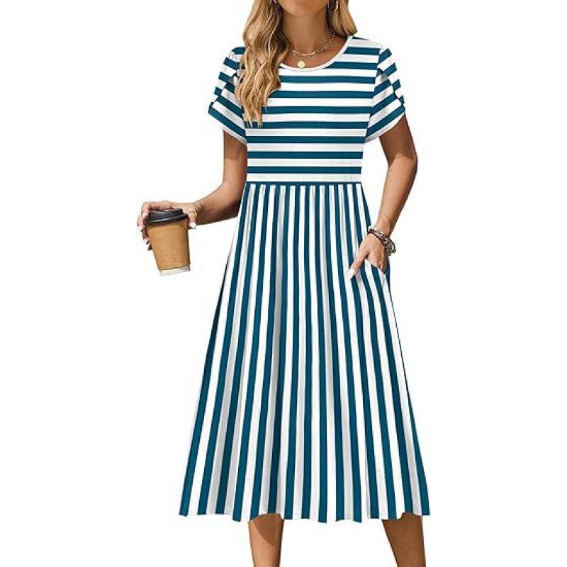 Women Casual Floral Print Long Sleeve Round Neck Maxi Dresses Floral Casual Ethnic Style Loose Long Dress