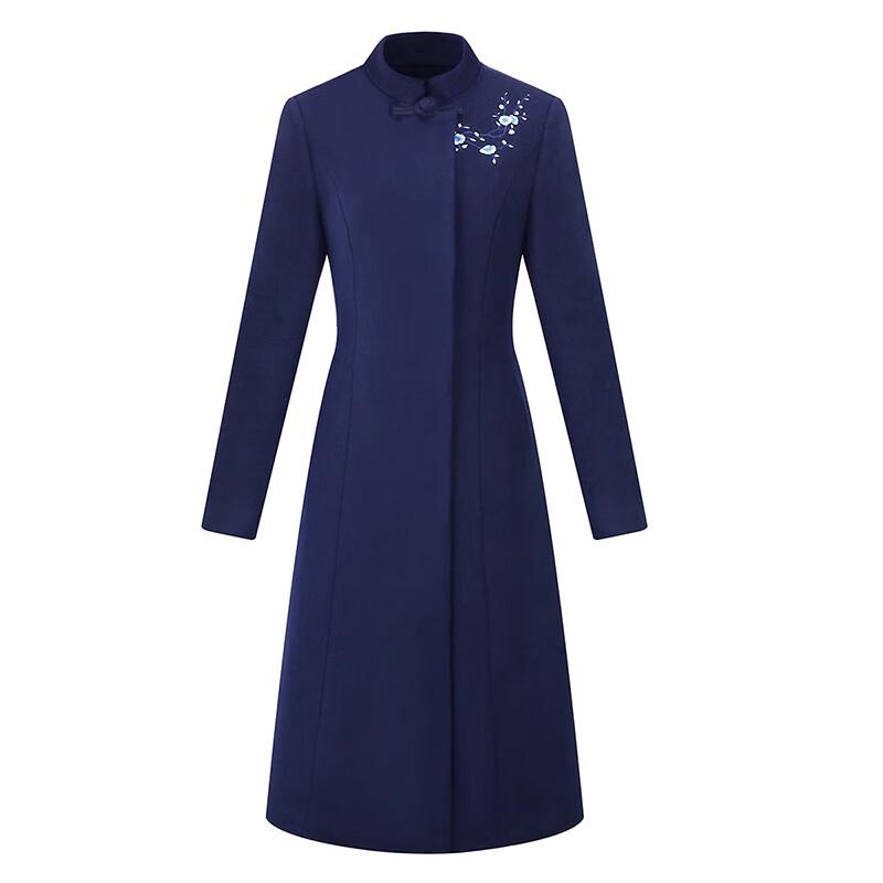 Women's Chinese Style Embroidered Professional Wool Coat