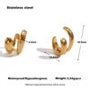 18K Gold Plated European Stainless Steel Double-Layer Ear Clip for Women - Versatile & Creative Fashion Jewelry