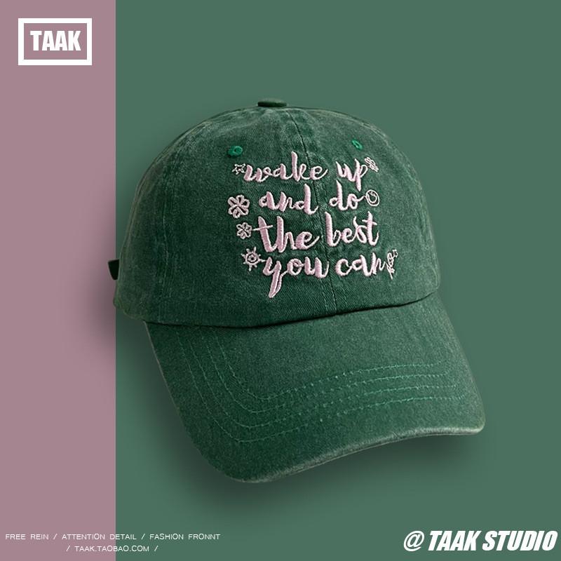 

Trendy Bright Ins Pink Baseball Cap With Vintage Wash And Letter Embroidery For Genders All зелёный