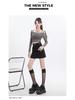 Women's Gray High-Waist A-Line Skirt - Slim Fit, Trendy Short Skirt for Spring and Autumn