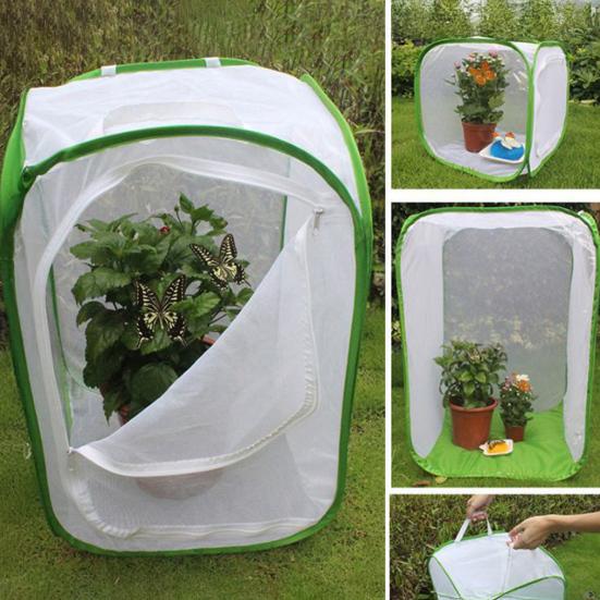 Foldable Butterfly Cage Pop-up Mesh Tent with Zipper Door Butterfly Habitat Cage Insect House for Raising Caterpillars And Butterflies
