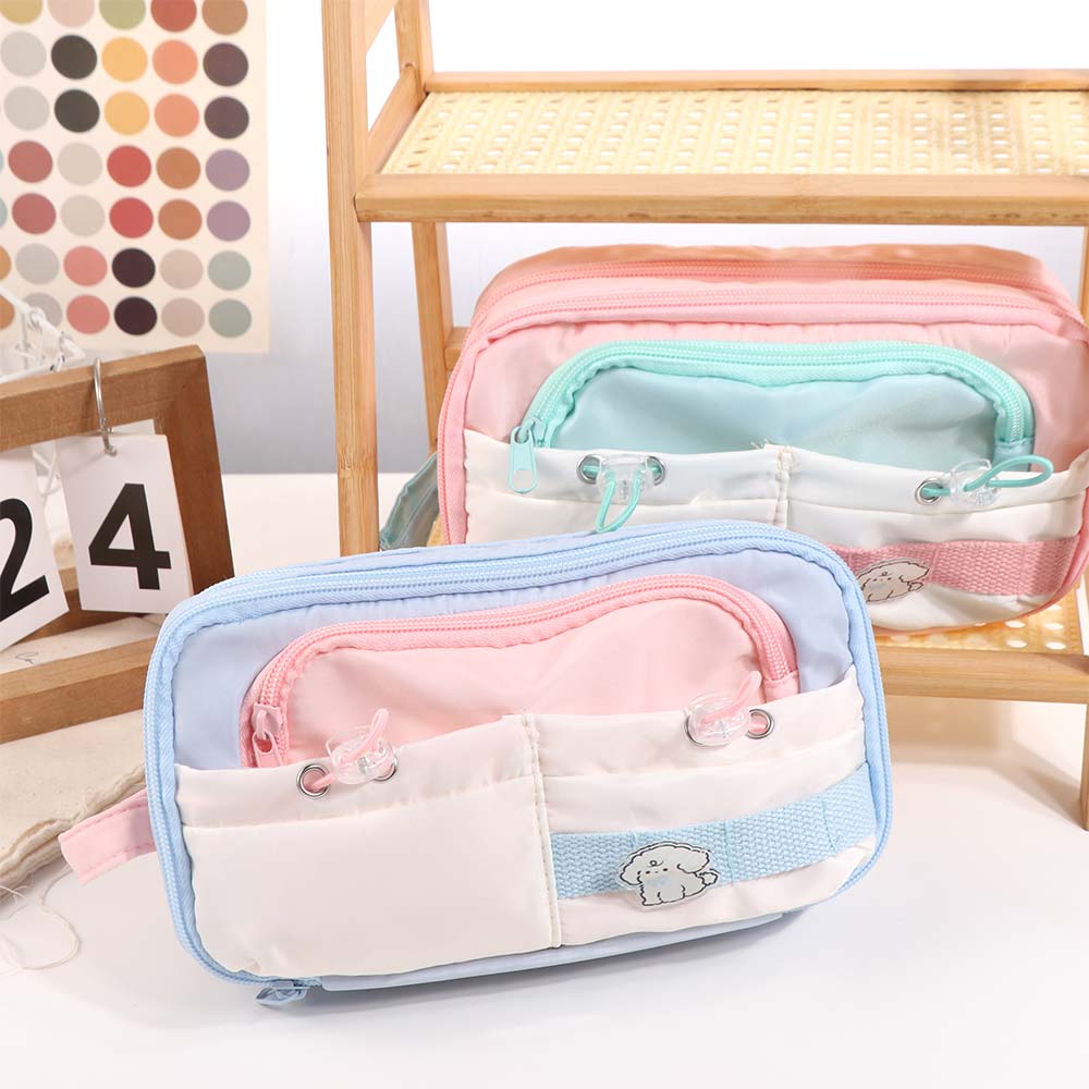 Flip Style Cute Pencil Pouch Multi-layer Gel Pen Organizer Simple Student Pencil Case  Stationery