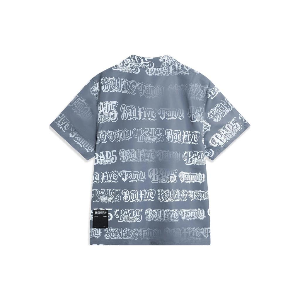 Li Ning x MISTER CARTOON Badfive Shirt Men's Dull Gray Sky Blue ASHT501-1