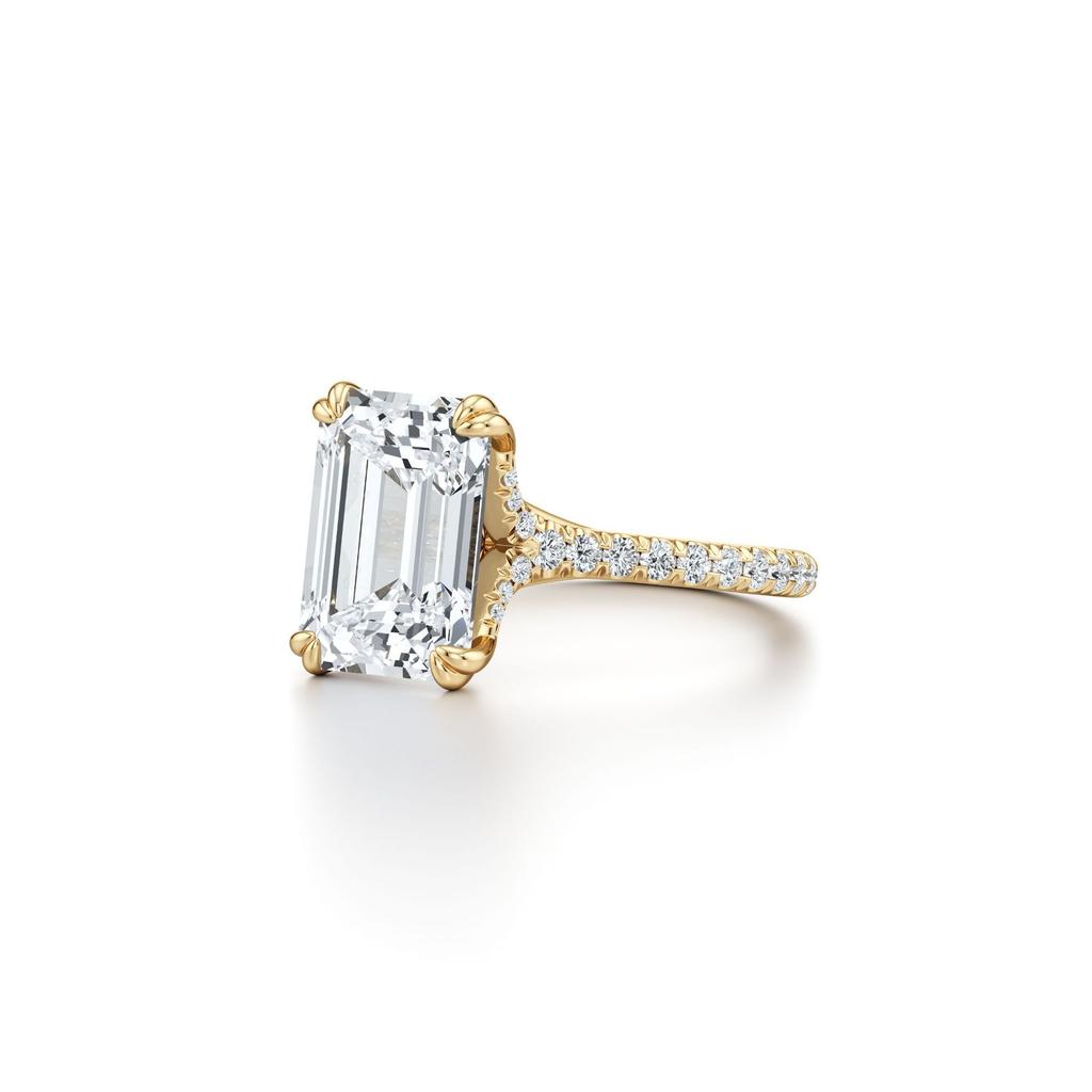 WUIHA 100% 925 Sterling Silver 2 CT Emerald Cut D Color Real GRA Moissanite Gemstone Single-row Double Claws Ring Fine Jewelry