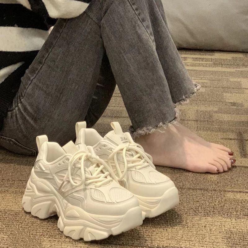 

Женские массивные кроссовки белого цвета, новые модные повседневные спортивные туфли, женские сетчатые дышащие кроссовки на шнуровке, женские кроссовки Zapatillas Mujer 40 бежевый