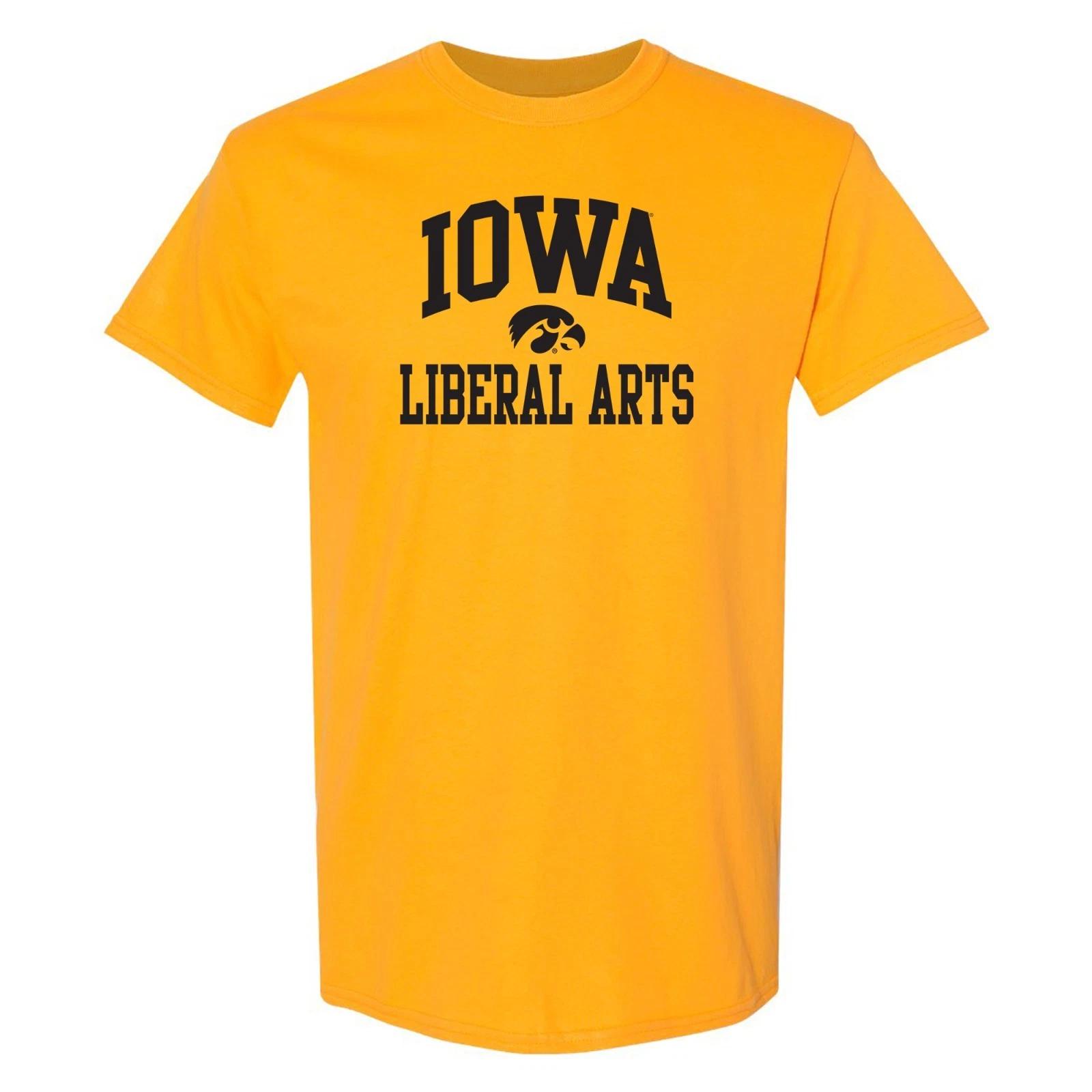 Iowa Hawkeyes Arch Logo Liberal Arts University College T Shirt - Gold 2XL