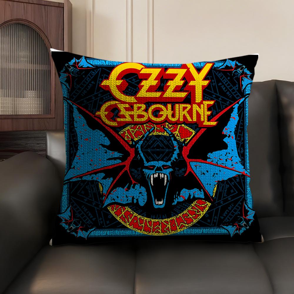 LOGO OOzzy Osbourne Cushion Cover Natural Linen Organic Fabric DoubleSided Printing Sofa Home Decor Gift Pillow Case