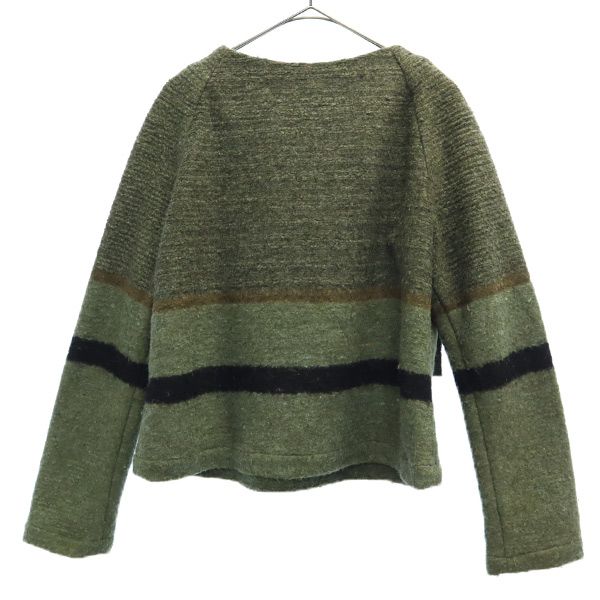Opening Ceremony Sweter damski używany z mieszanki wełny z obramowaniem, z długim rękawem, dzianinowy, khaki S