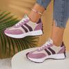 Women's Retro Platform Sneakers Two-Tone Lace-Up Casual Shoes with Gum Sole Striped Detail