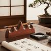 Red Wood Pen Holder Solid Wood Brush Holder Calligraphy Brush Rack Desktop Display