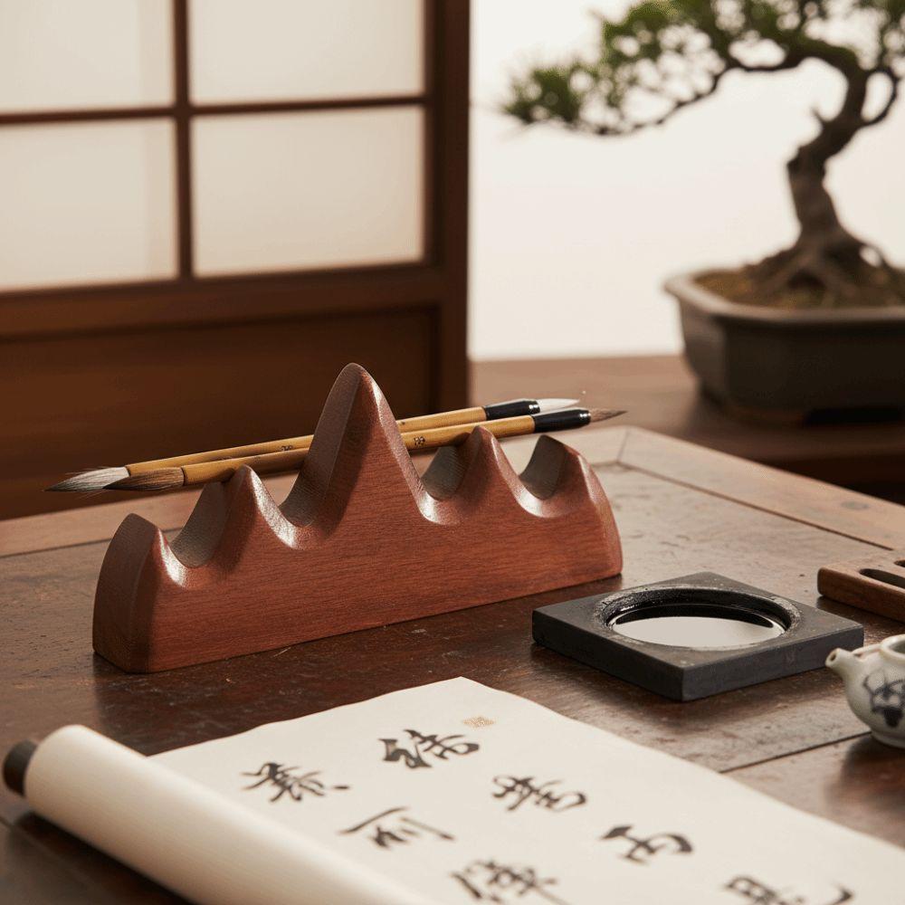 Desk Accessories Solid Wood Pen Holder Handcrafted Red Wood Pen Stand Premium Brush Holder Desktop Display