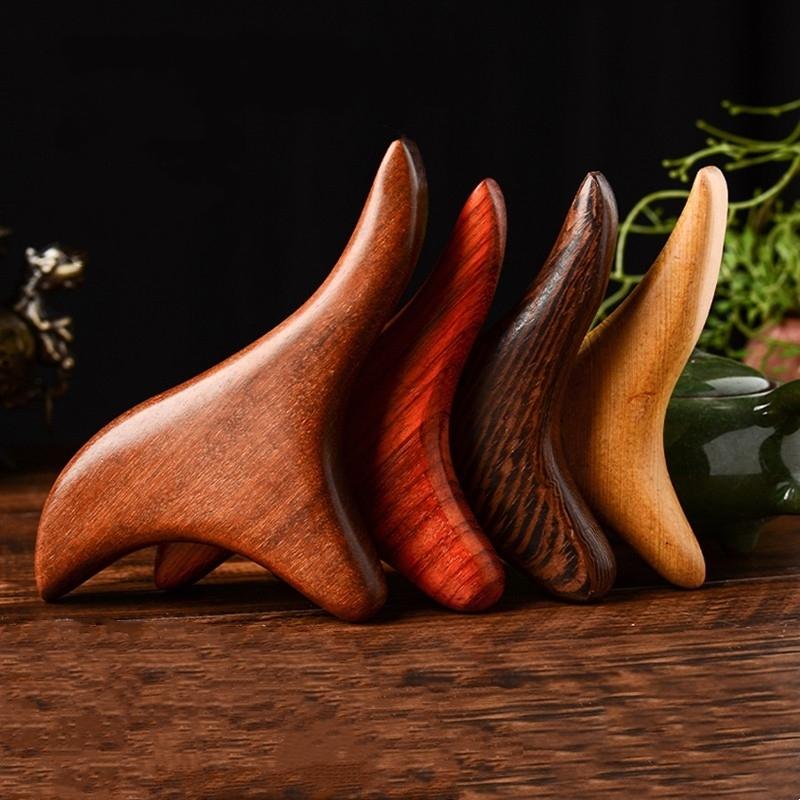 Reflexology Tools Wood Therapy Massage Tools Triangle Gua Sha Board Scraping Board Foot Massage Stick and Wooden Scalp Massage