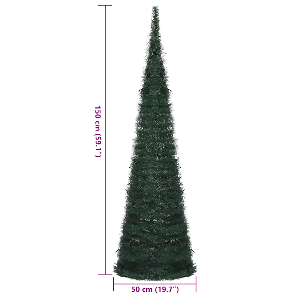 Künstlicher Pop-Up-Weihnachtsbaum mit Lichtern Grün 150 cm