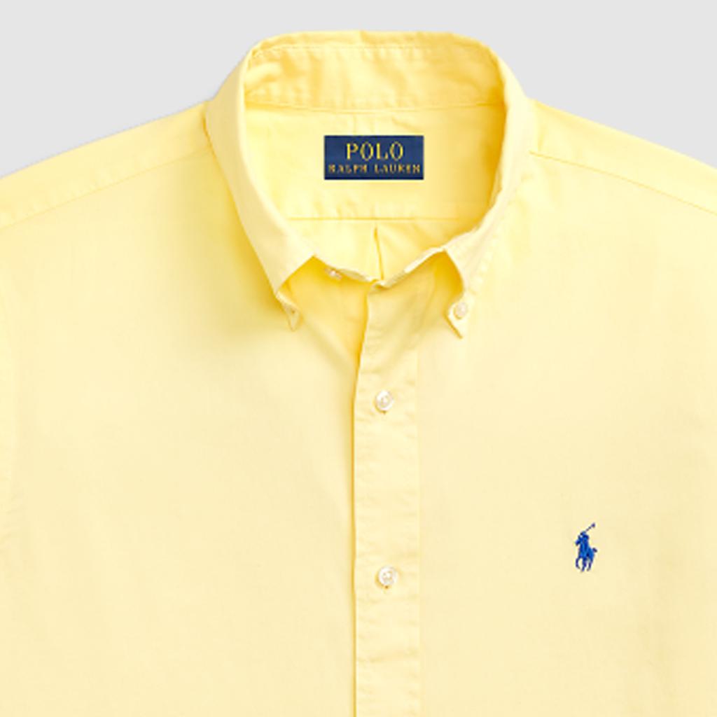 Polo Ralph Lauren Ss24 Solid Color Logo Embroidered Pointed Collar Single-Breasted Long Sleeve Shirt Men Shirts Yellow MNPOWOV16823493-700