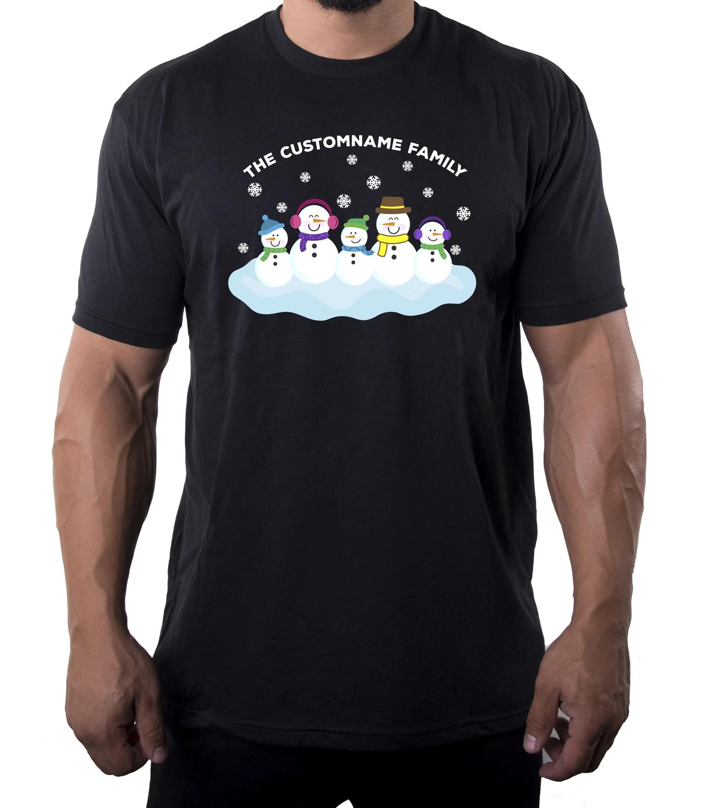 Snowman Family with custom name-Family Reunion Men s T-Shirts L