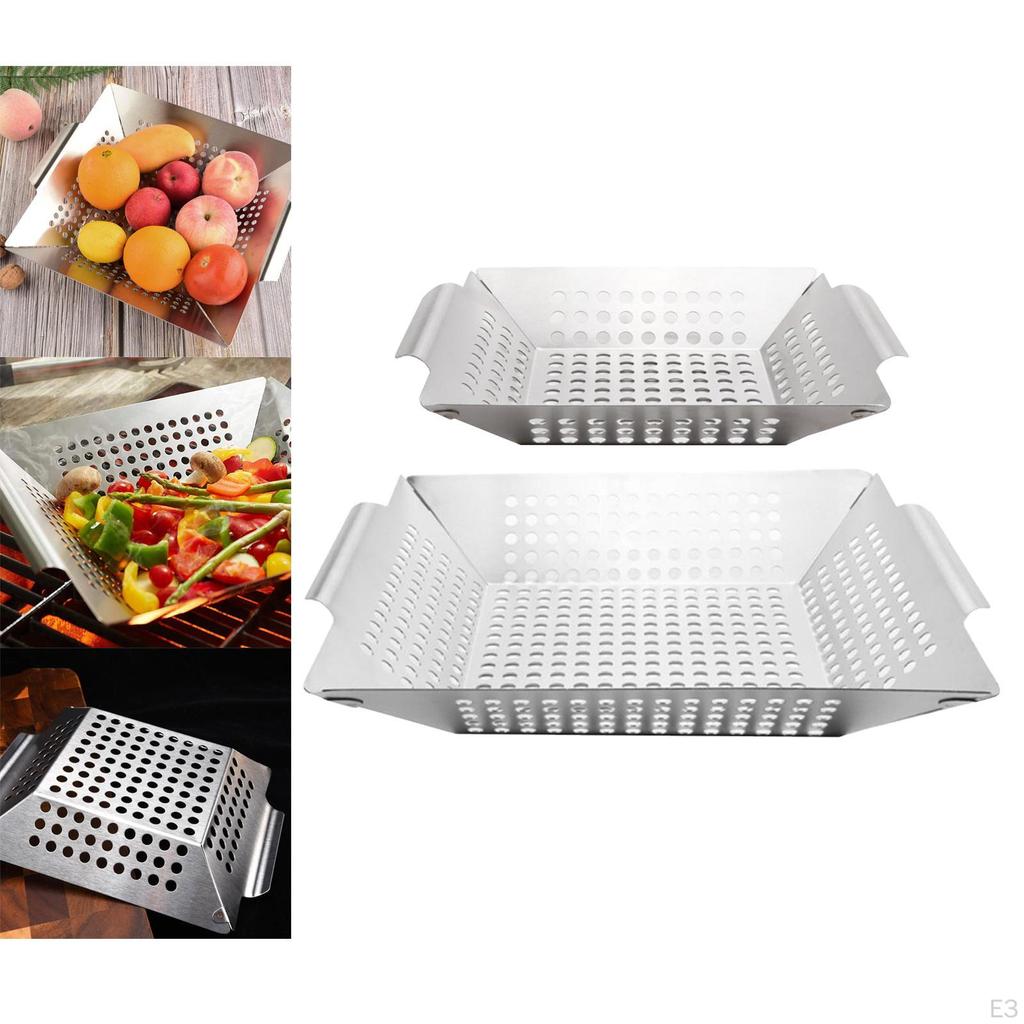 Barbecue Grill Basket for Meat Large Square Wok BBQ Accessory