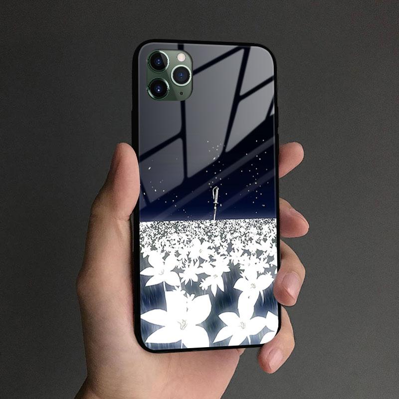 Nier Automata Lunar Tear Kunstglass Myk Silikon Telefondeksel Skall for iPhone SE 6s 7 8 Plus X XR XS 11 12 13 Mini Pro Max