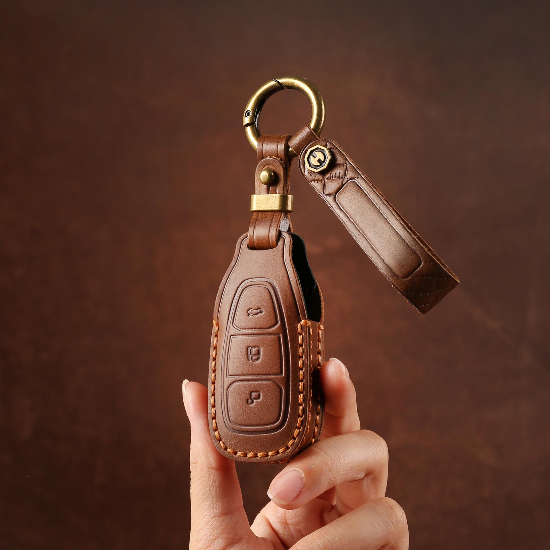 

2018 Ford EcoSport, Focus, Fiesta, Kuga Leather Key Set коричневий