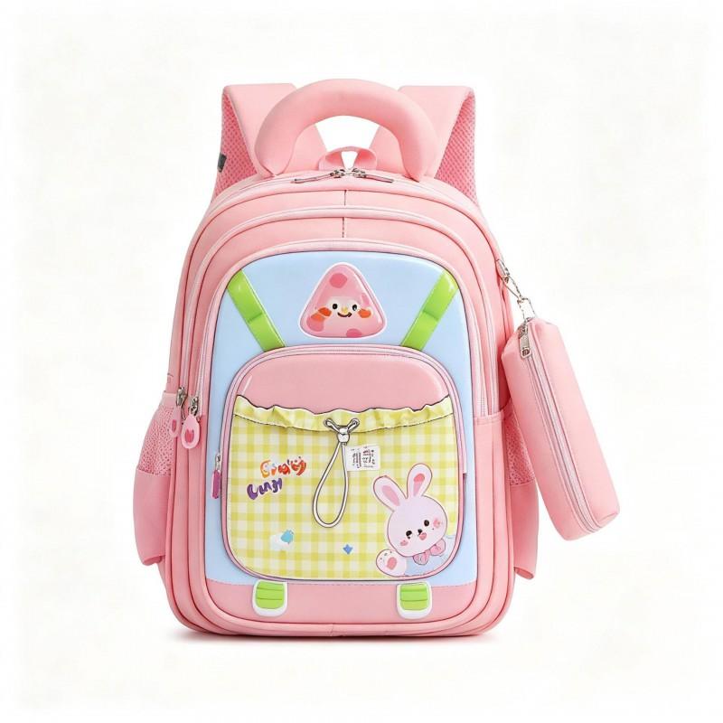 Kids School Backpack 16 Inch 3D Hard Shell With Cartoon Rabbit Design Oxford Fabric Breathable Comfortable Elementary