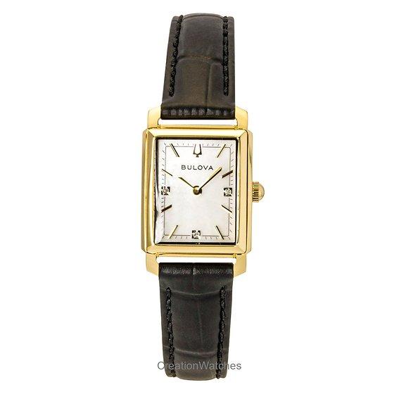 Женские часы Bulova Sutton с кожаным ремешком, бриллиантовым перламутровым циферблатом, кварцевые 97P166 мать жемчужного
