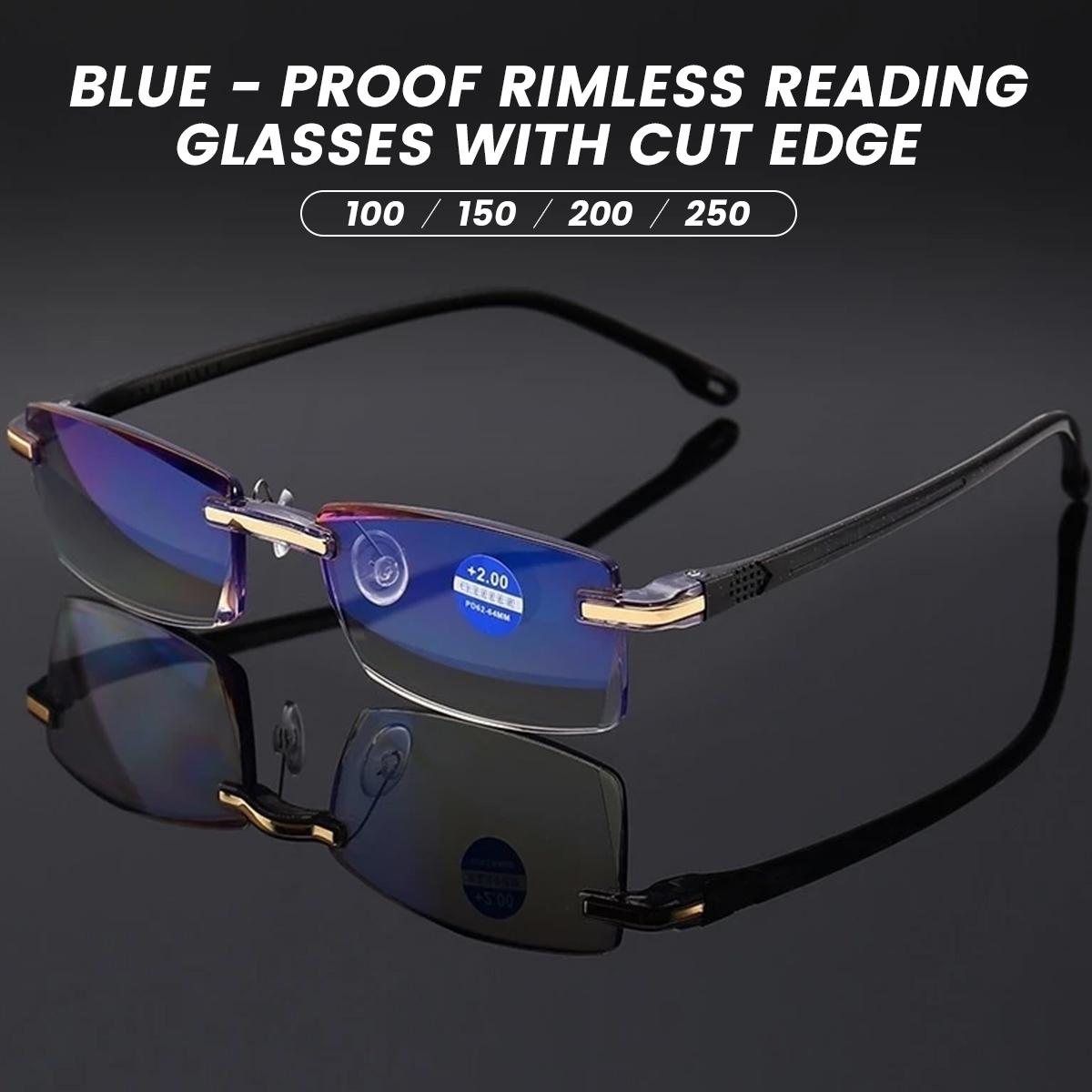 Reading Glasses Rimless Eyewear Blue Light Blocking Business Glasses For Computer Work Reading Book Spapers Magazines Unisex 100