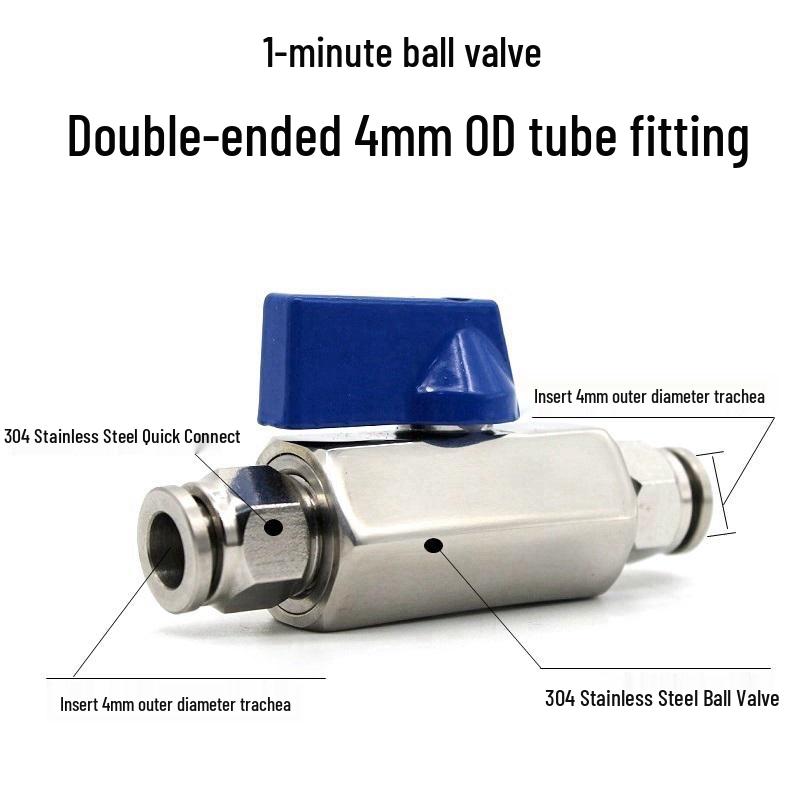 Pneumatic 304 Stainless Steel Ball Valve with Manual Male Thread Air Tube Connector