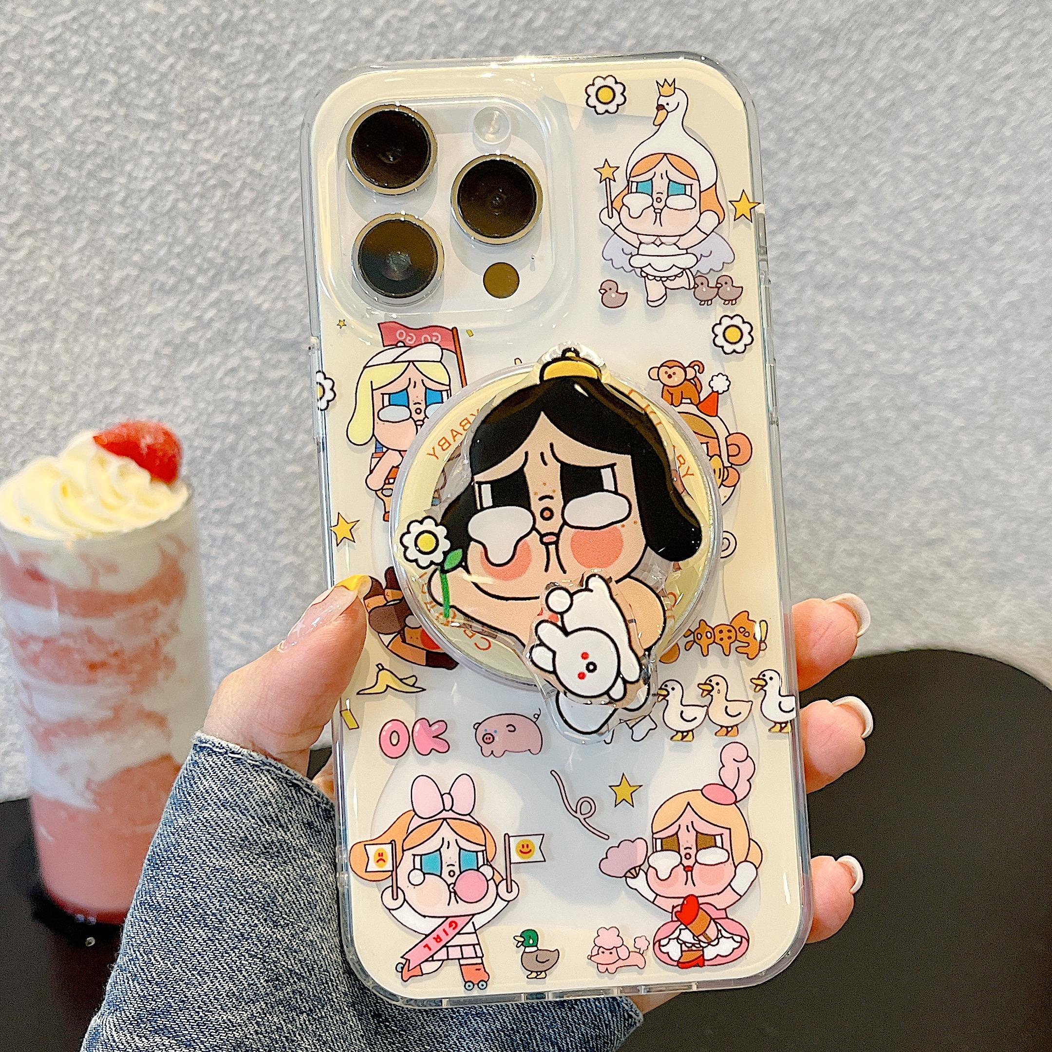 

Милый мультяшный магнитный чехол для iPhone 17 16 Pro 15 14 Pro Max с подставкой-держателем, чехлы Magsafe для iPhone 17Pro iPhone 13