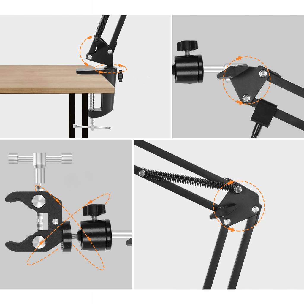 Boom - universal third arm with 4 crocodile clips mounted to the tabletop