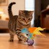 Feather Elastic Ball Toy Teeth Grinding Self-Entertainment Pet Toy for Cats