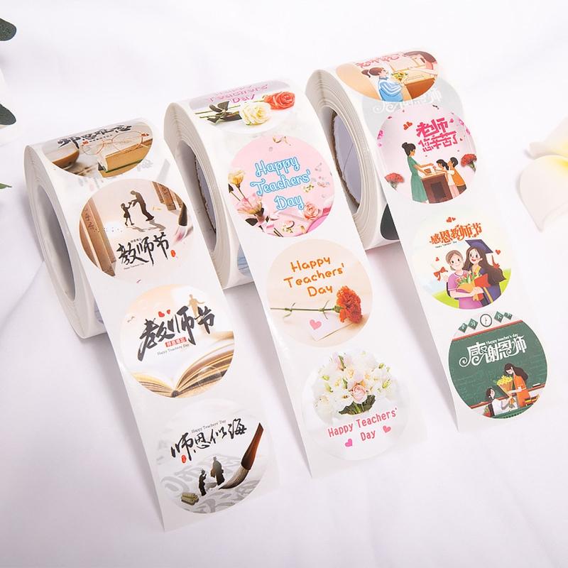 500 Counts Teacher's Day Stickers 1.5Inch Gift Wrap Stickers Self-adhesive Sealing Sticker for Thank You Letter Envelope