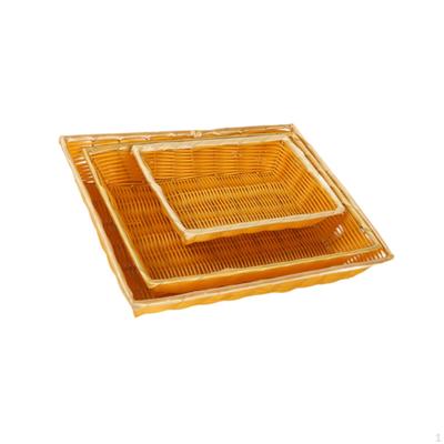 3x Imitation Rattan Brotkörbe Obstkörbe, Lebensmittel Gemüse Präsentation, Lebensmittel Rechteckig für