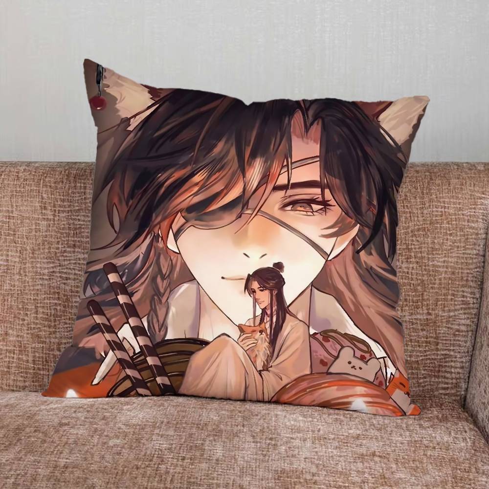 HHeaven Cartoon Officials Blessing Pillow Case For Home Bedroom Car Office Decoration Living Room Sofa Cushion Cover Suitable