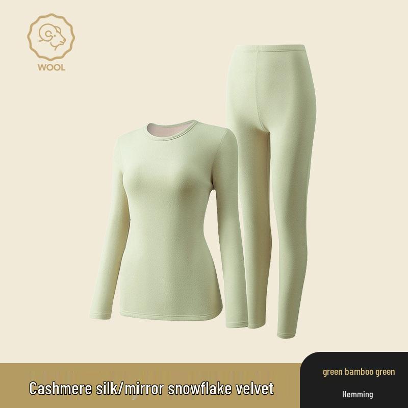 Ropa interior térmica de cachemira y seda alemana: Conjunto Unisex sin Costuras de Cuello Redondo para Otoño e Invierno