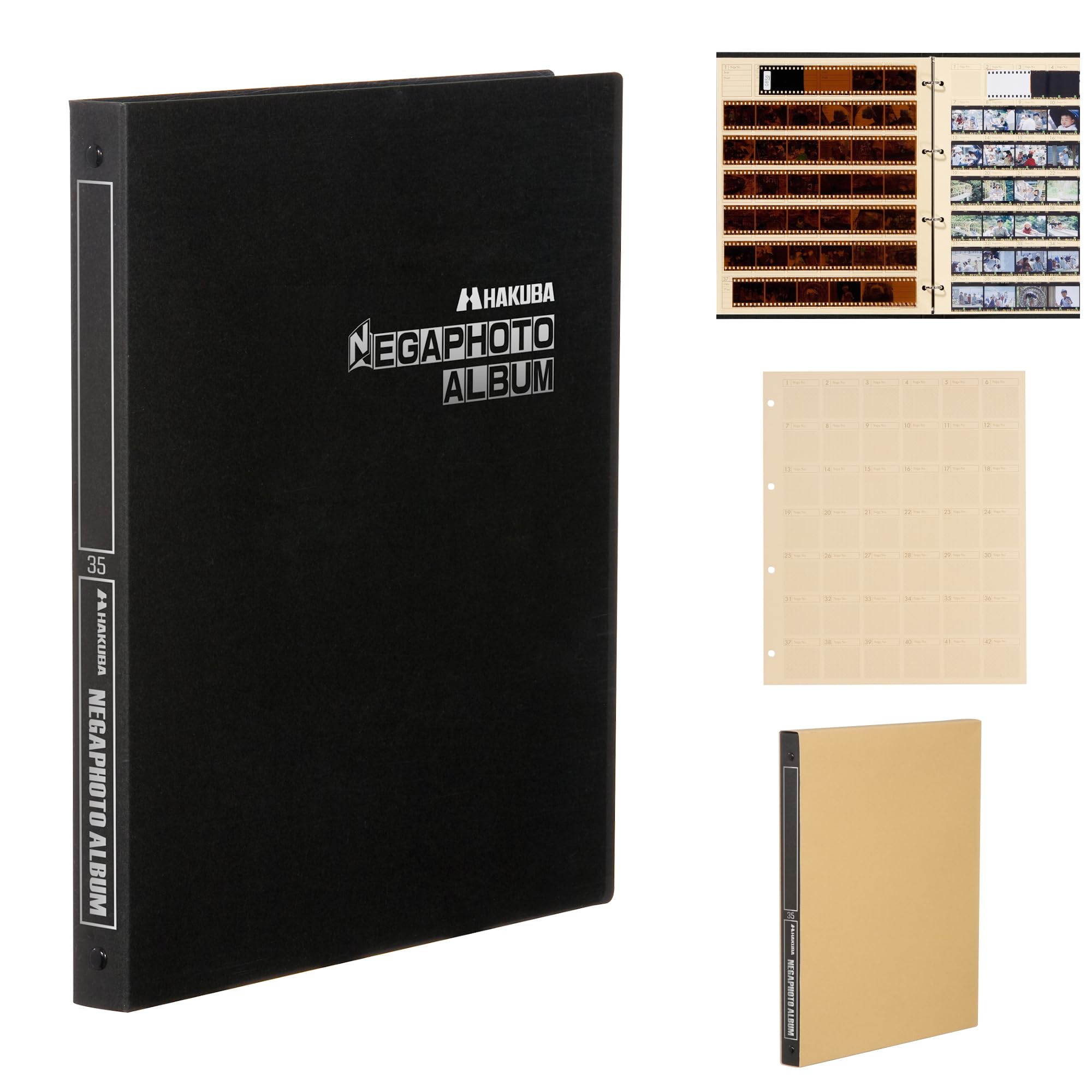 

HAKUBA Film Negative Photo Album for 35mm 420 Frames Frames per 10 Holds Negative Film and Contact Prints Binder Design with Expandable Sack чёрный