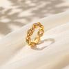 Delicate Colorful Cubic Zircon Ring for Women, Stainless Steel Thick Link Chain Ring, Gold Color Fashion Waterproof Jewelry Gift